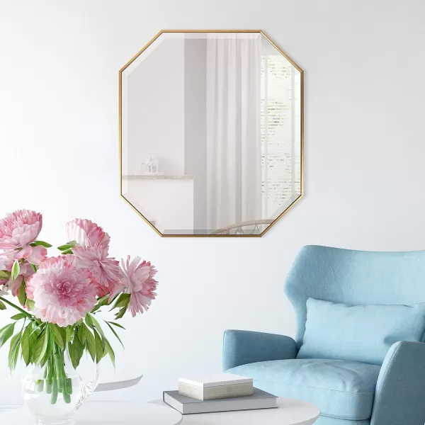 imageKate and Laurel Rhodes Modern Full Length Framed Octagon Wall Mirror 16 x 48 Gold Decorative Glam Geometric Wall AccentGold