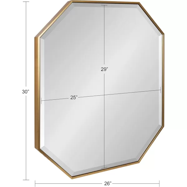 imageKate and Laurel Rhodes Modern Full Length Framed Octagon Wall Mirror 16 x 48 Gold Decorative Glam Geometric Wall AccentGold