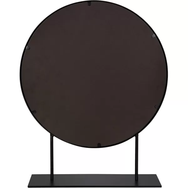 imageKate and Laurel Rouen Modern Glam Round Metal Frame Table Mirror with Stand Black