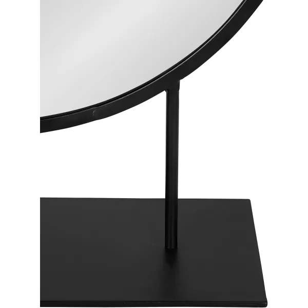 imageKate and Laurel Rouen Modern Glam Round Metal Frame Table Mirror with Stand Black