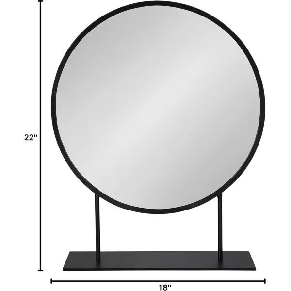 imageKate and Laurel Rouen Modern Glam Round Metal Frame Table Mirror with Stand Black