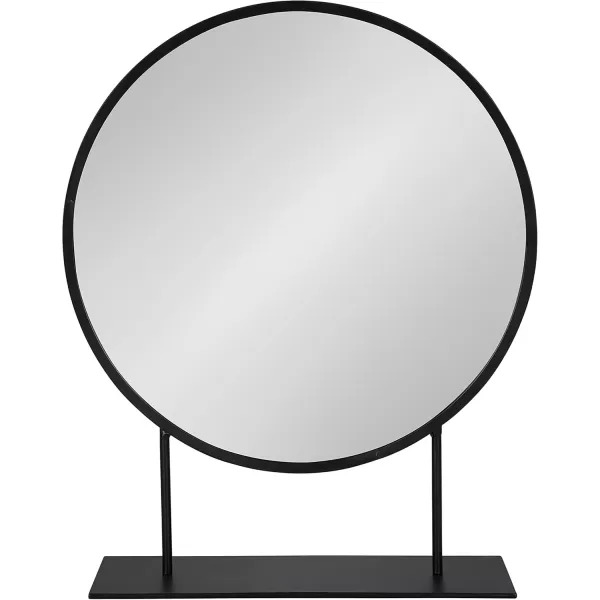 imageKate and Laurel Rouen Modern Glam Round Metal Frame Table Mirror with Stand Black