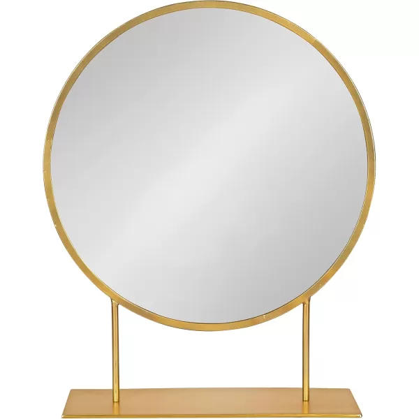 imageKate and Laurel Rouen Modern Glam Round Metal Frame Table Mirror with Stand Gold