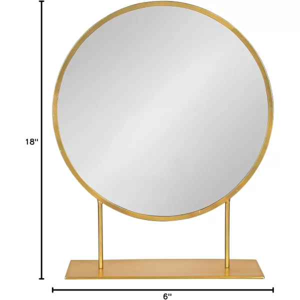 imageKate and Laurel Rouen Modern Glam Round Metal Frame Table Mirror with Stand Gold