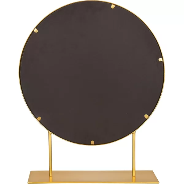 imageKate and Laurel Rouen Modern Glam Round Metal Frame Table Mirror with Stand Gold