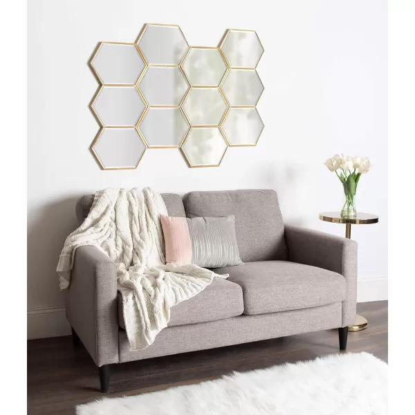 imageKate and Laurel Royce Modern Glam Hexagon Trio Accent Wall Mirror 30x14 GoldGold