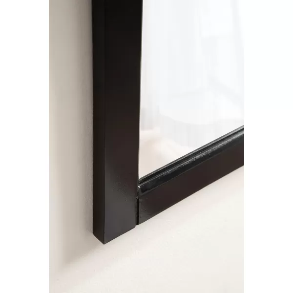 imageKate and Laurel Skylan Modern Farmhouse Decorative Wood Framed Wall Mirror 22 x 28 Navy and Antique Gold Barn DoorInspired Wall Hanging Mirror for Bathroom or Living Room UsesBlack