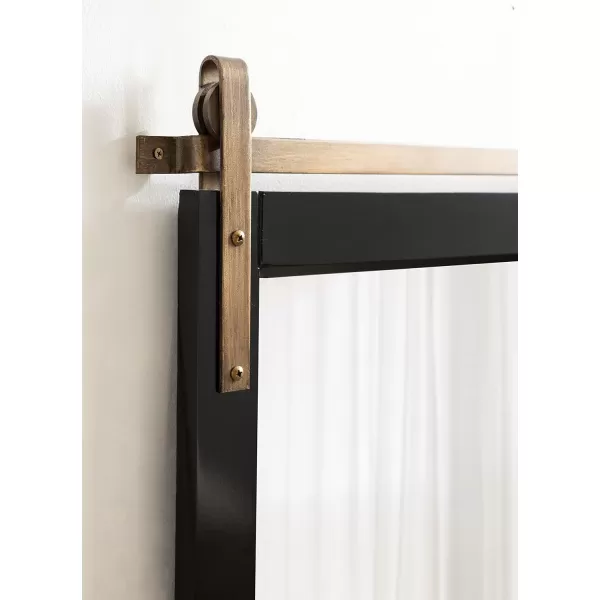 imageKate and Laurel Skylan Modern Farmhouse Decorative Wood Framed Wall Mirror 22 x 28 Navy and Antique Gold Barn DoorInspired Wall Hanging Mirror for Bathroom or Living Room UsesBlack