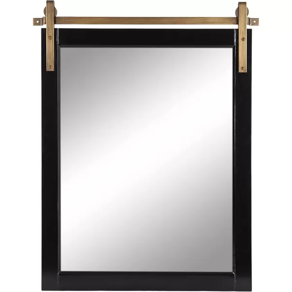 imageKate and Laurel Skylan Modern Farmhouse Decorative Wood Framed Wall Mirror 22 x 28 Navy and Antique Gold Barn DoorInspired Wall Hanging Mirror for Bathroom or Living Room UsesBlack