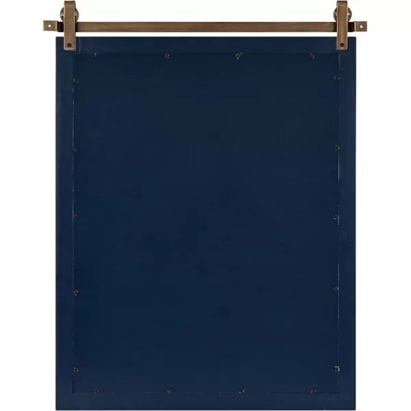 imageKate and Laurel Skylan Modern Farmhouse Decorative Wood Framed Wall Mirror 22 x 28 Navy and Antique Gold Barn DoorInspired Wall Hanging Mirror for Bathroom or Living Room UsesNavy Blue