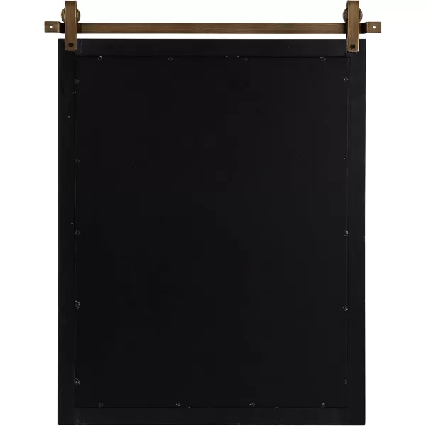 imageKate and Laurel Skylan Modern Farmhouse Decorative Wood Framed Wall Mirror 22 x 28 Navy and Antique Gold Barn DoorInspired Wall Hanging Mirror for Bathroom or Living Room UsesBlack