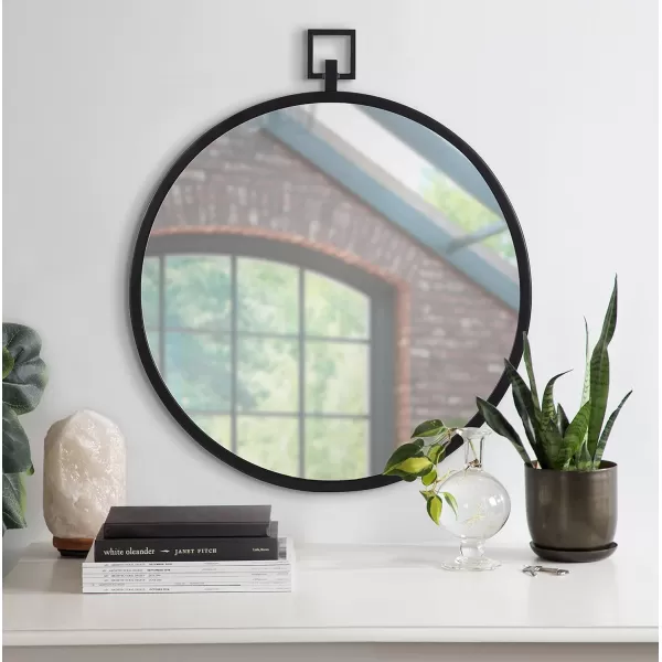 imageKate and Laurel Tabb Modern Round Mirror 24 x 28 Silver Decorative Glam Circle Mirror for WallBlack