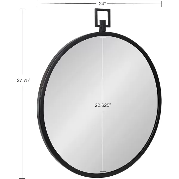 imageKate and Laurel Tabb Modern Round Mirror 24 x 28 Silver Decorative Glam Circle Mirror for WallBlack