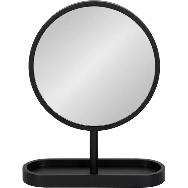 imageKate and Laurel Travis Modern Tabletop Mirror 17 x 21 Natural Poplar Decorative Freestanding Wood Mirror with Round Surface and Open Capsule Shaped Tray BaseBlack