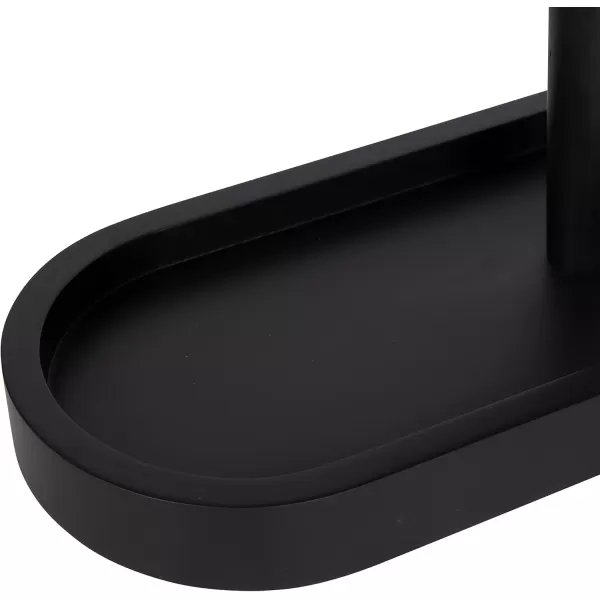 imageKate and Laurel Travis Modern Tabletop Mirror 17 x 21 Natural Poplar Decorative Freestanding Wood Mirror with Round Surface and Open Capsule Shaped Tray BaseBlack