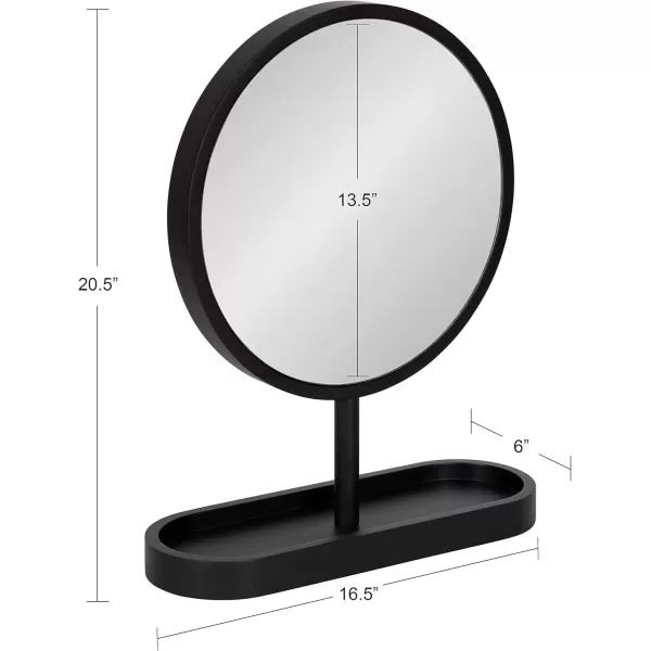 imageKate and Laurel Travis Modern Tabletop Mirror 17 x 21 Natural Poplar Decorative Freestanding Wood Mirror with Round Surface and Open Capsule Shaped Tray BaseBlack