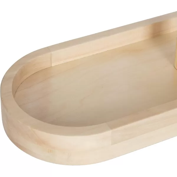 imageKate and Laurel Travis Modern Tabletop Mirror 17 x 21 Natural Poplar Decorative Freestanding Wood Mirror with Round Surface and Open Capsule Shaped Tray BaseNatural