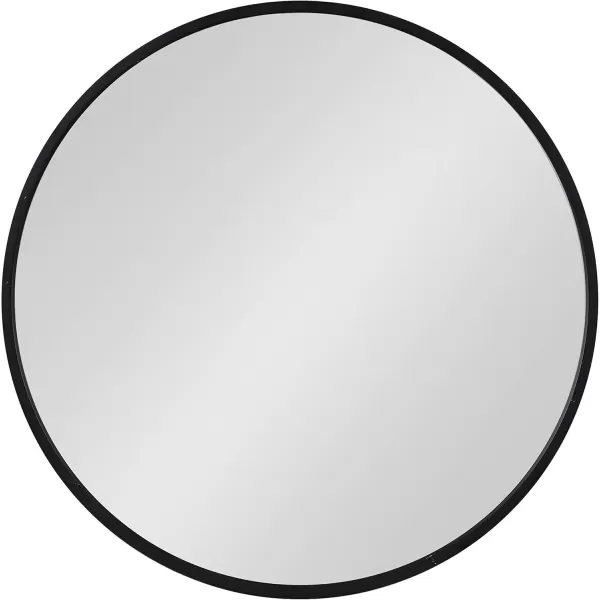 imageKate and Laurel Travis Round Wood Wall Mirror 256quot Diameter Black Modern Wall Dcor Accent