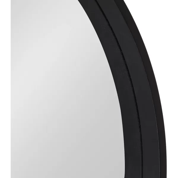 imageKate and Laurel Travis Round Wood Wall Mirror 256quot Diameter Black Modern Wall Dcor Accent