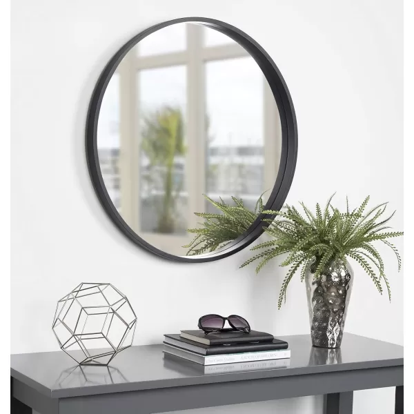 imageKate and Laurel Travis Round Wood Wall Mirror 256quot Diameter Black Modern Wall Dcor Accent