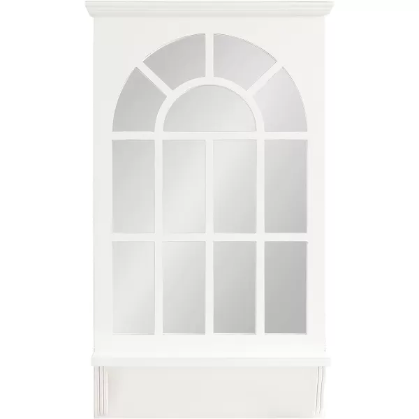 imageKate and Laurel Wallhaus Traditional Arched Mirror with Shelf 21 x 36 White Coastal Decorative Wooden Window Mirror with Display Shelf for Use as Entryway Mirror Decor