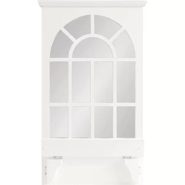 imageKate and Laurel Wallhaus Traditional Arched Mirror with Shelf 21 x 36 White Coastal Decorative Wooden Window Mirror with Display Shelf for Use as Entryway Mirror Decor