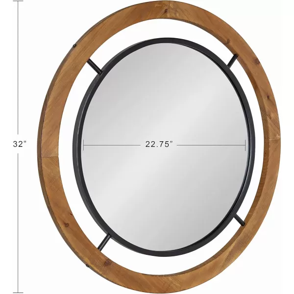 imageKate and Laurel Whalen Rustic Wood Wall Mirror 32quot x 32quot Brown FarmhouseInspired Home Decor Round Modern Shape