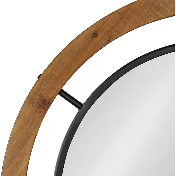 imageKate and Laurel Whalen Rustic Wood Wall Mirror 32quot x 32quot Brown FarmhouseInspired Home Decor Round Modern Shape