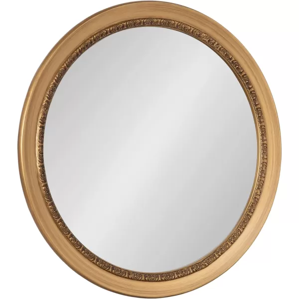 imageKate and Laurel Wildomar Decorative Ornate Round Mirror 26 Inch Diameter Gold Traditional Ornate Circle Mirror with Carved Detail Design for Bathroom Mirror for Over Sink