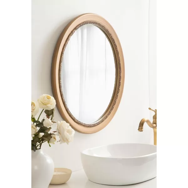 imageKate and Laurel Wildomar Decorative Ornate Round Mirror 26 Inch Diameter Gold Traditional Ornate Circle Mirror with Carved Detail Design for Bathroom Mirror for Over Sink