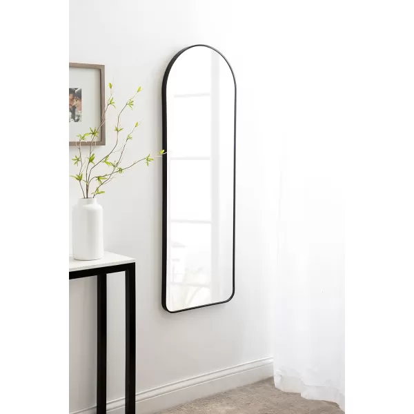 imageKate and Laurel Zayda Modern Glam Arch Framed Statement Wall Mirror 32 x 36 Gold Metal Minimalist MidCentury Round Arched Wall Mirror with Smooth CurvesBlack