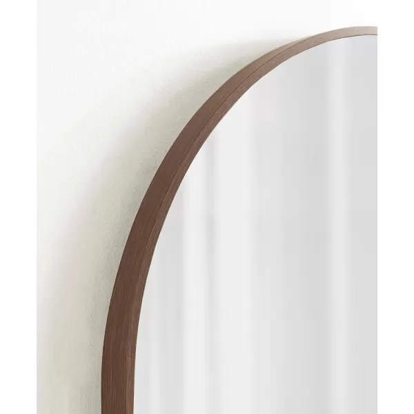 imageKate and Laurel Zayda Modern Glam Arch Framed Statement Wall Mirror 32 x 36 Gold Metal Minimalist MidCentury Round Arched Wall Mirror with Smooth CurvesWalnut Brown