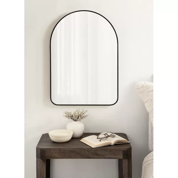 imageKate and Laurel Zayda Modern Glam Arch Framed Statement Wall Mirror 32 x 36 Gold Metal Minimalist MidCentury Round Arched Wall Mirror with Smooth CurvesBlack