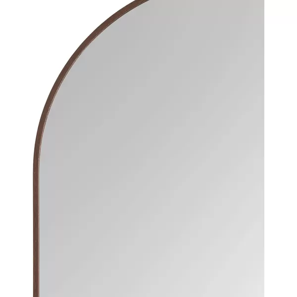 imageKate and Laurel Zayda Modern Glam Arch Framed Statement Wall Mirror 32 x 36 Gold Metal Minimalist MidCentury Round Arched Wall Mirror with Smooth CurvesWalnut Brown