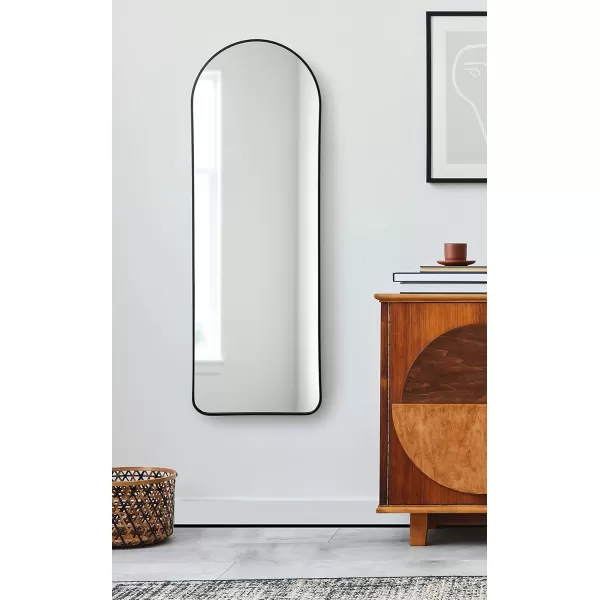 imageKate and Laurel Zayda Modern Glam Arch Framed Statement Wall Mirror 32 x 36 Gold Metal Minimalist MidCentury Round Arched Wall Mirror with Smooth CurvesBlack