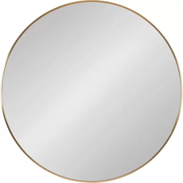 imageKate and Laurel Zayda Round Framed Wall Mirror 34 Inch Diameter Black Metal Minimalist Circular Mirror with Smooth CurvesGold