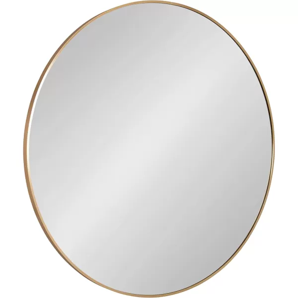 imageKate and Laurel Zayda Round Framed Wall Mirror 34 Inch Diameter Black Metal Minimalist Circular Mirror with Smooth CurvesGold