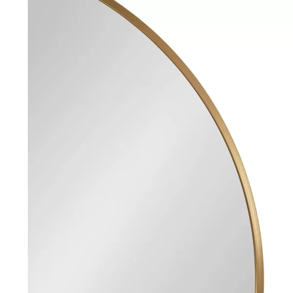 imageKate and Laurel Zayda Round Framed Wall Mirror 34 Inch Diameter Black Metal Minimalist Circular Mirror with Smooth CurvesGold