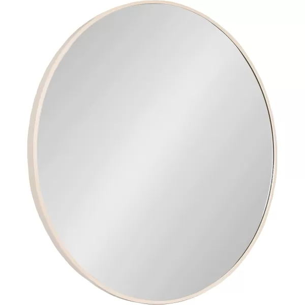 imageKate and Laurel Zayda Round Framed Wall Mirror 34 Inch Diameter Black Metal Minimalist Circular Mirror with Smooth CurvesNatural