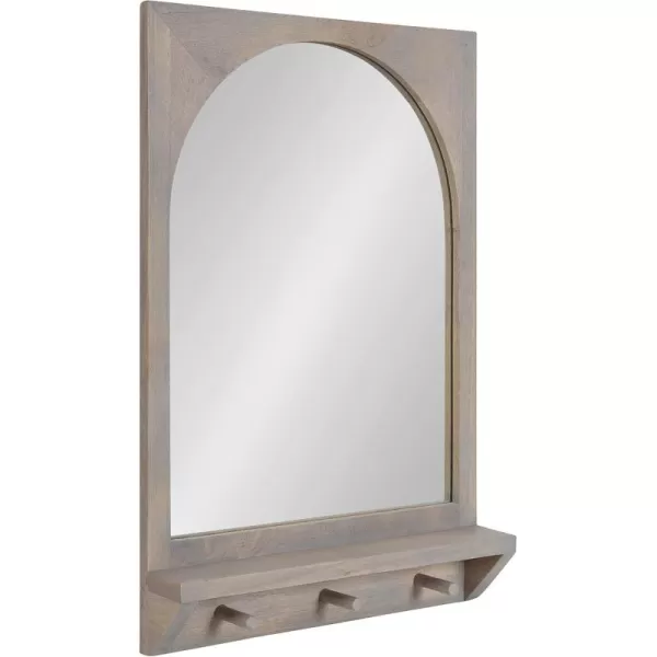 imageKate and Laurel Andover Pub Mirror with Coat Hooks 22 x 36 White Decorative Wood Wall Mirror with Five Hanging Pegs and Small Display ShelfWhite