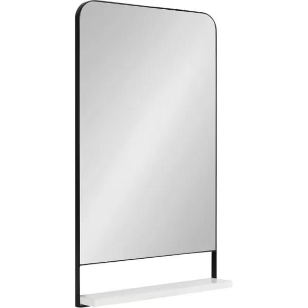 imageKate and Laurel Chadwin Modern Rectangle Wall Mirror with Shelf 20 x 34 White and Gold Glam Rectangular Contemporary Marble and Metal Mirror for Storage and DisplayBlack