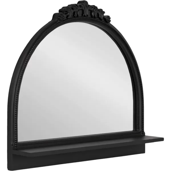 imageKate and Laurel Dellona Vintage Decorative Arched Mirror with Shelf 24 x 20 Black Wide Antique Shelf Mirror for Use as Entryway Mirror or Bedroom Dresser Mirror