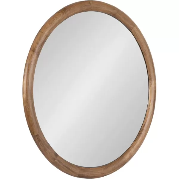 imageKate and Laurel Dessa Transitional Round Wooden Wall Mirror 32 Inch Diameter Natural Rustic Modern Circle Bathroom Vanity Mirror with Chunky Rounded Profile and Solid Poplar Wood FrameRustic Brown