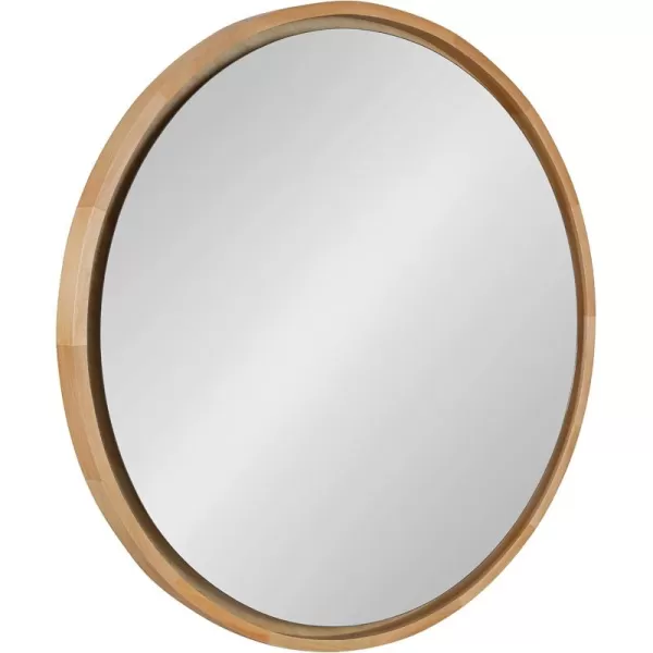 imageKate and Laurel Evans MidCentury Round Wood Framed Wall Mirror 30 inch Diameter Walnut Brown Decorative Modern Mirror for WallNatural