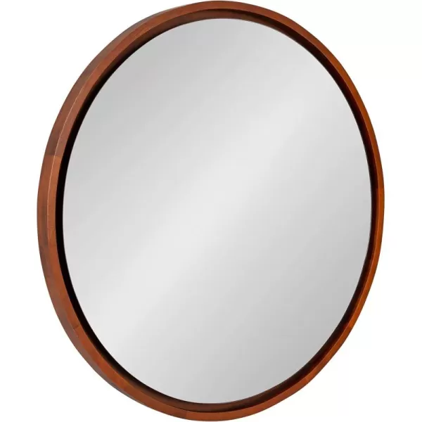 imageKate and Laurel Evans MidCentury Round Wood Framed Wall Mirror 30 inch Diameter Walnut Brown Decorative Modern Mirror for WallWalnut Brown