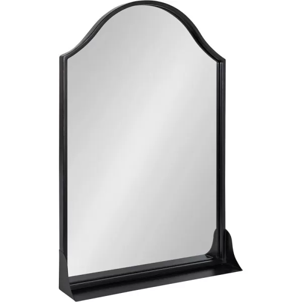 imageKate and Laurel Gramera Traditional Scalloped Arched Wall Mirror with Shelf 20x30 Black Decorative Glam Arch Mirror with Display Ledge and Sleek FinishBlack