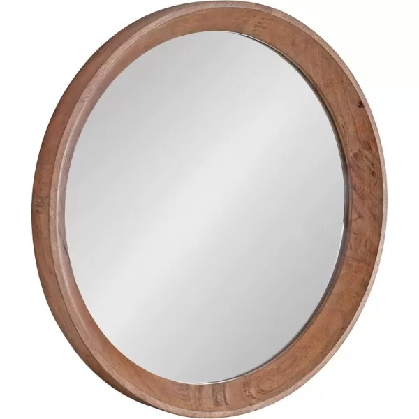 imageKate and Laurel Hartman Transitional Round Wood Framed Wall Mirror 30quot Diameter Brown Boho Chic Round Mirror for Wall24 Diameter