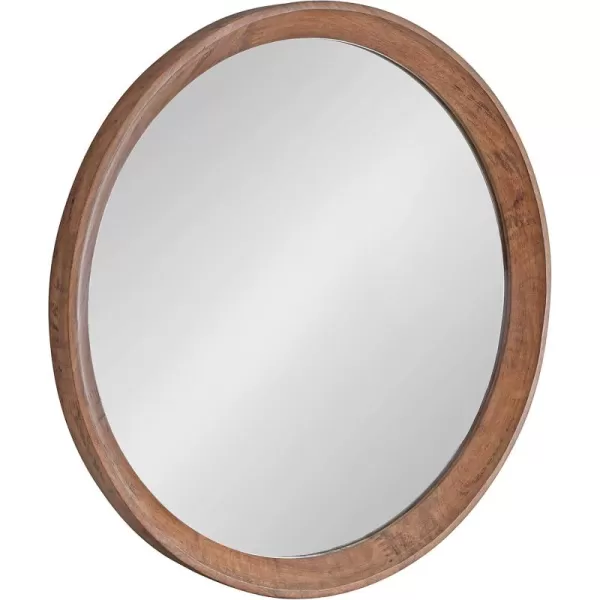 imageKate and Laurel Hartman Transitional Round Wood Framed Wall Mirror 30quot Diameter Brown Boho Chic Round Mirror for Wall30 Diameter