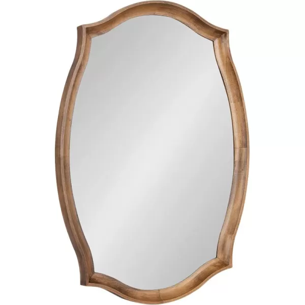 imageKate and Laurel Hatherleigh Traditional Scalloped Oval Wall Mirror 24 x 34 Walnut Brown Vintage Decorative Wooden Rectangular Mirror for Use in Bathroom Entryway or BedroomRustic Brown