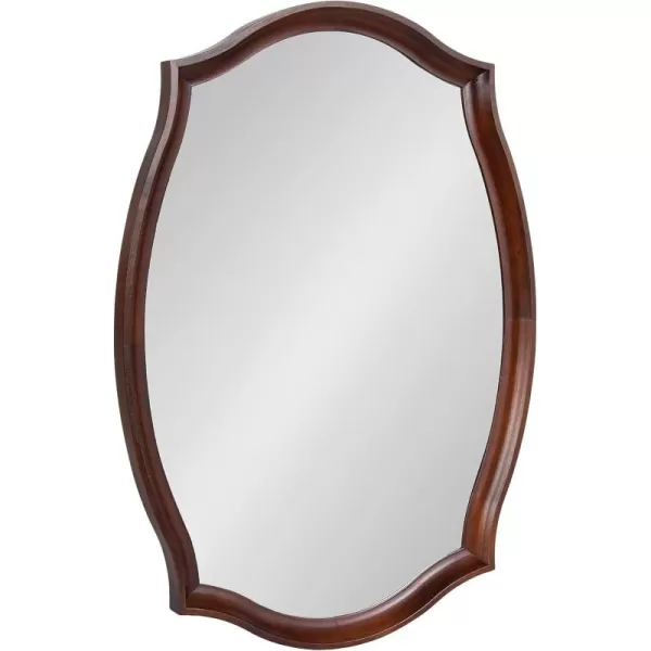 imageKate and Laurel Hatherleigh Traditional Scalloped Oval Wall Mirror 24 x 34 Walnut Brown Vintage Decorative Wooden Rectangular Mirror for Use in Bathroom Entryway or BedroomWalnut Brown